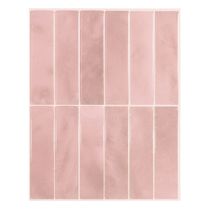 a pink tile wall that has been made out of different shades of pink and white