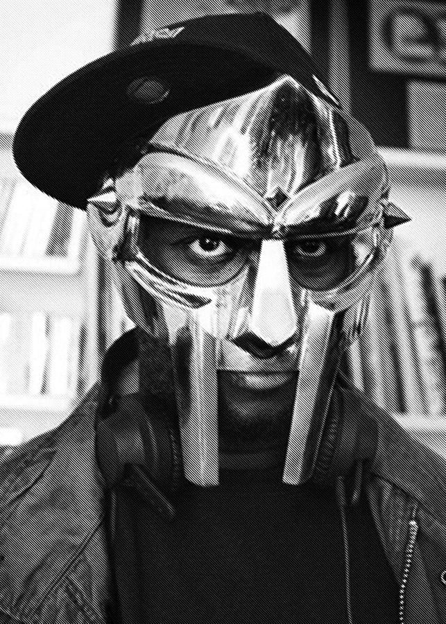 a man wearing a helmet and headphones in front of a book shelf with books