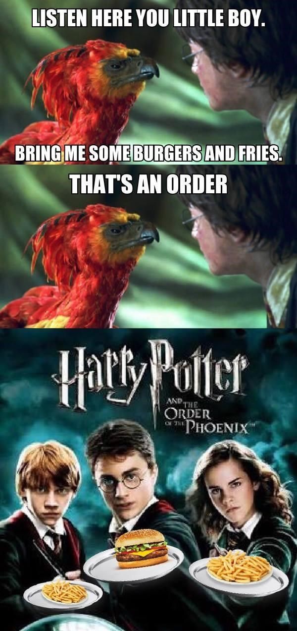 harry potter and his friends are eating food from the same plate as he looks at each other