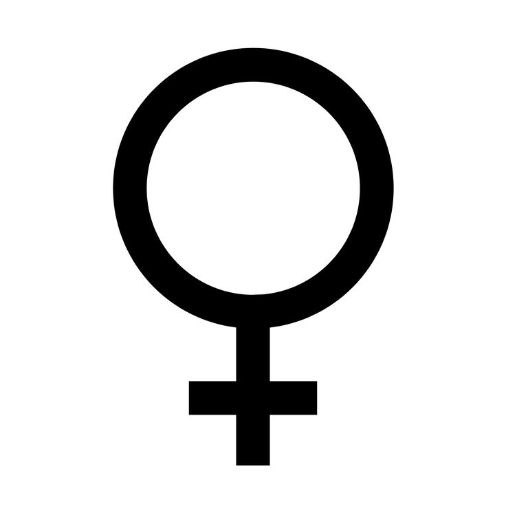 the female symbol is shown in black and white