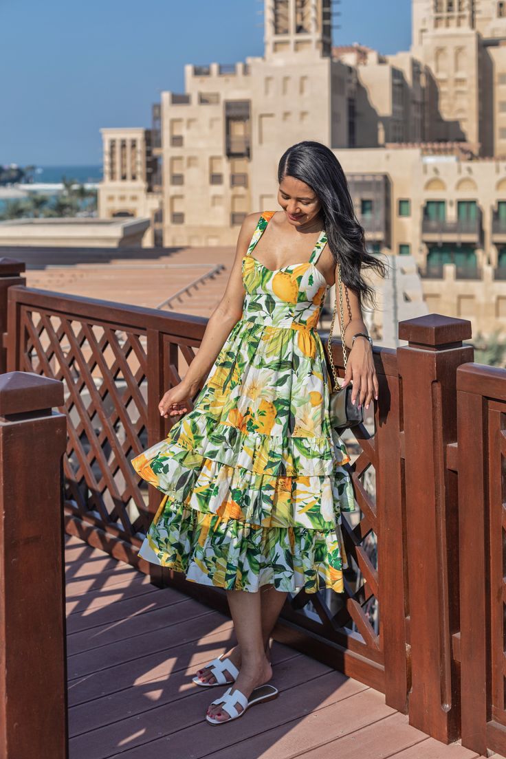 Summer outfit, Summer dress, lemons dress, midi dresses, midi summer dress Summer Kurti, Stylish Dresses For Women, Midi Summer Dress, Floral Dress Outfits, Simple Frock Design, Designer Summer Dresses, Blue Wrap Dress, Dainty Flowers, Color Combinations For Clothes