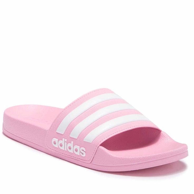 Size 4, Fits A Size 6 In Women. True Pink And White Slides. Open Toe Stripe Print Vamp Logo Detail Slip-On Adidas Casual Slides For Spring, Comfortable Adidas Flip Flops For Summer, Casual Adidas Flip Flops For Spring, Adidas Slide Flip Flops For Summer, Adidas Summer Slide Flip Flops, Adidas Summer Flip Flops, Adidas Slip-on Slides For Spring, Adidas Slides With Cushioned Footbed For Spring, Adidas Slides For Spring