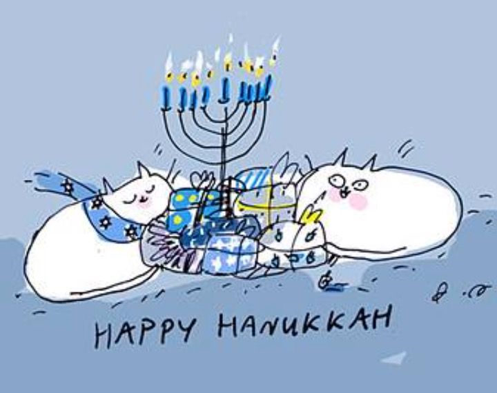 an image of happy hanukkah with cats