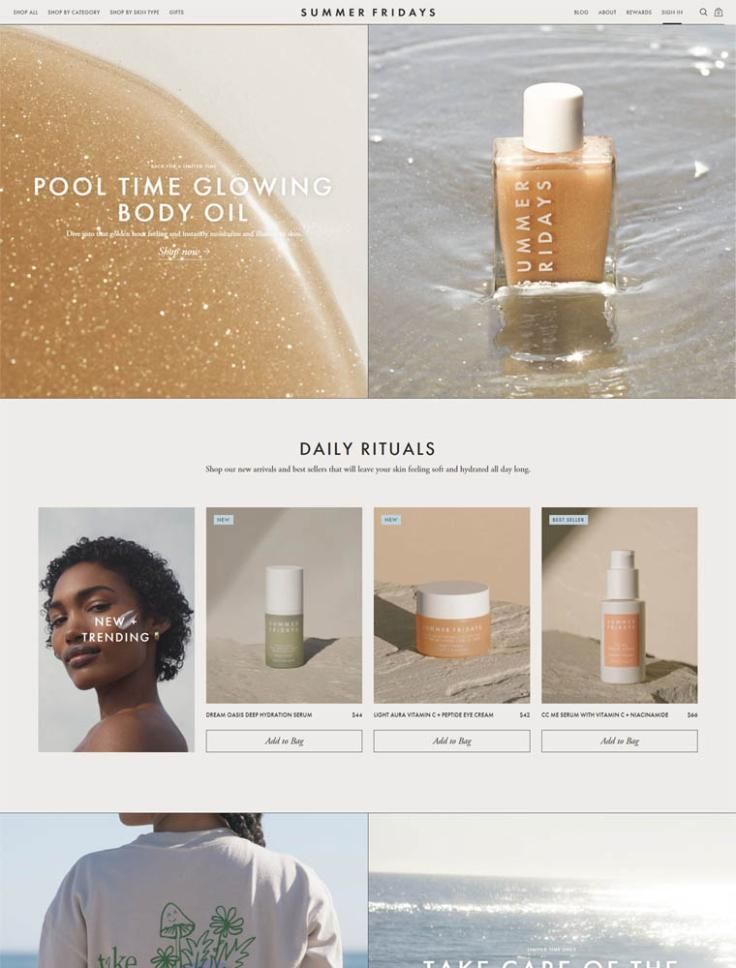 the website is designed to look like it has many different products on display, including soaps and lotions