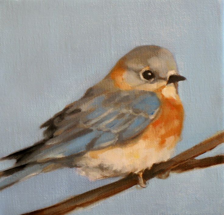 a painting of a bird sitting on a branch