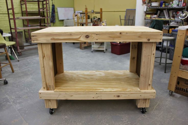 a table made out of wood in a shop