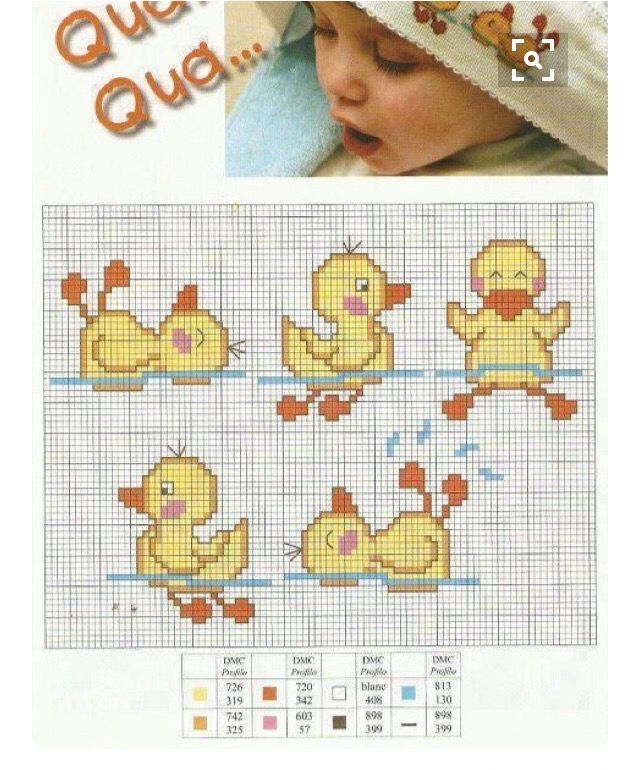 a cross stitch pattern for a baby's ducky hat