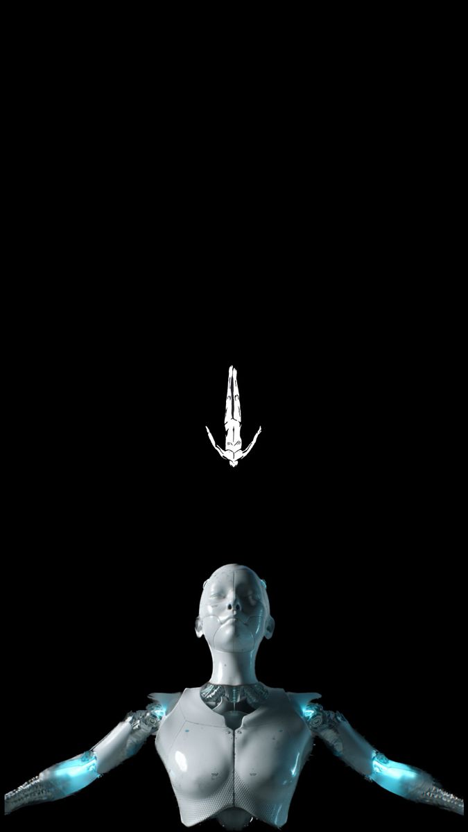 a white mannequin standing in front of a black background with an arrow above it