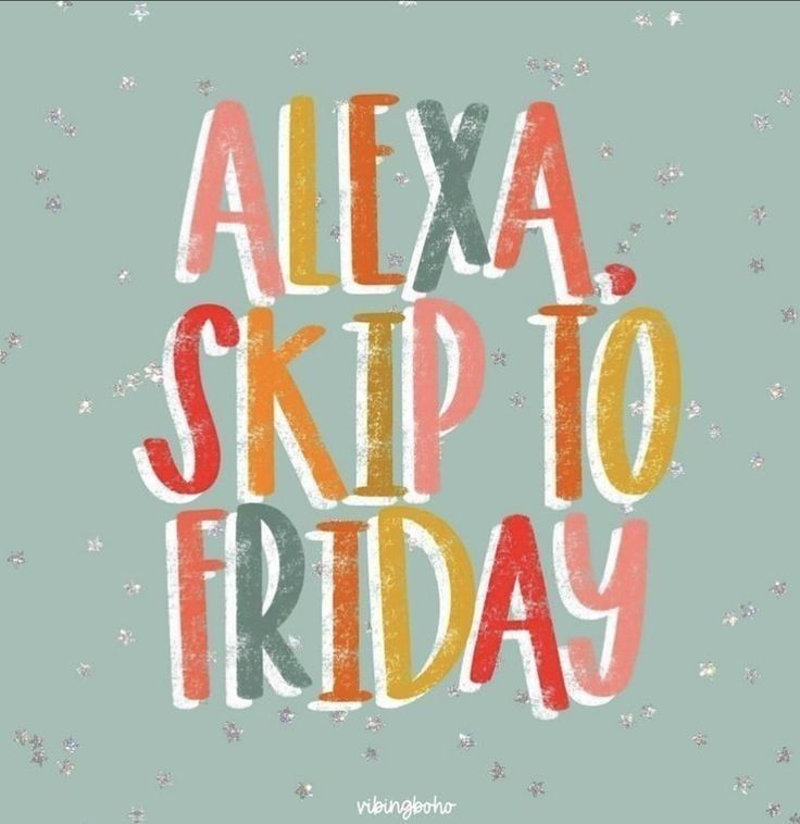 the words alex skip to friday are painted in different colors and font on a green background