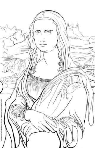 Mona Lisa Coloring Page for History 2013 study of Renaissance and Reformation. Pinned by www.minivamaverick.com Homeschooling, Holistic Health, Natural Living and Parenting, Purposeful Parenting, Instinctual Living, Family, Faith, Politics and Freedom. Famous Art Coloring, Lisa Coloring, Pinterest Drawing, Art History Lessons, Dover Publications, History Painting, History For Kids, Homeschool Art, Henri Rousseau