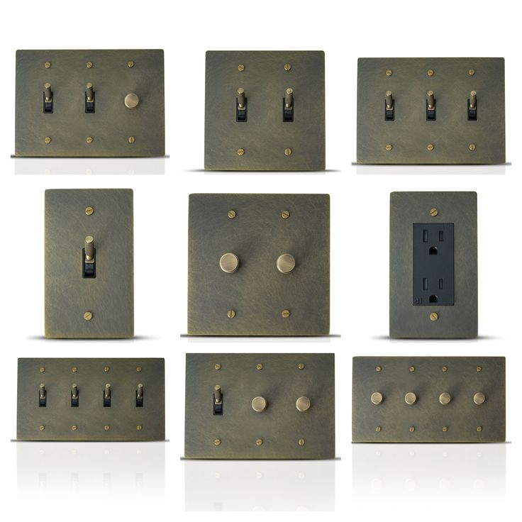 eight different types of electrical switches and sockets