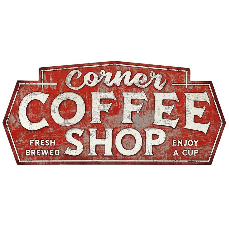 a red sign that says corner coffee shop