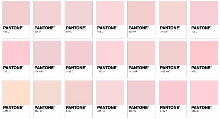 the pantone color chart with all the colors in each one, including pink and white