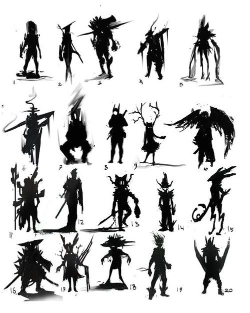 Character Design | Silhouettes How To Draw A Silhouette, Character Silhouette Design, Silhouette Concept Art, Concept Art Poses, Shadow Concept Art, Shadow Person Art, Shadow Character Design, Spirit Character Design, Character Thumbnails