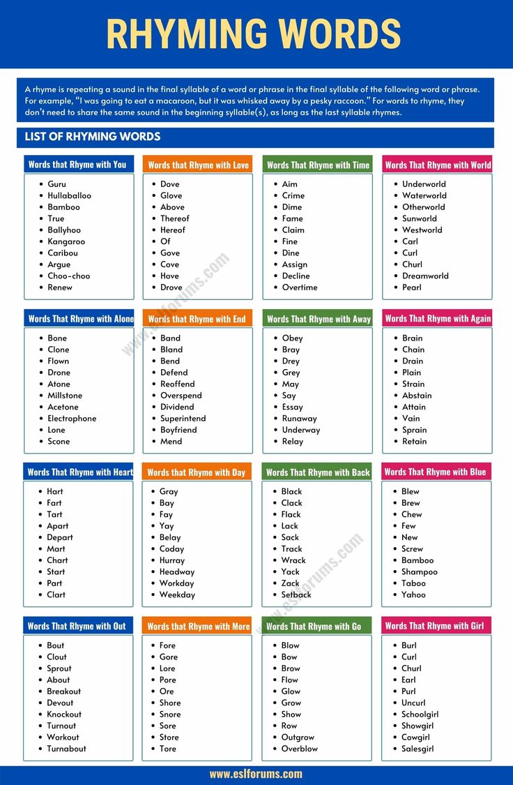 rhyming words worksheet for kids to learn and practice their spelling skills