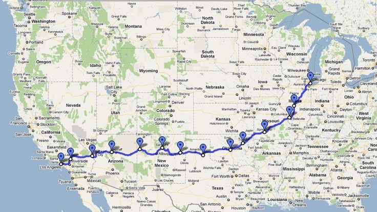 a map showing the route from cities to towns in each state and its major roads