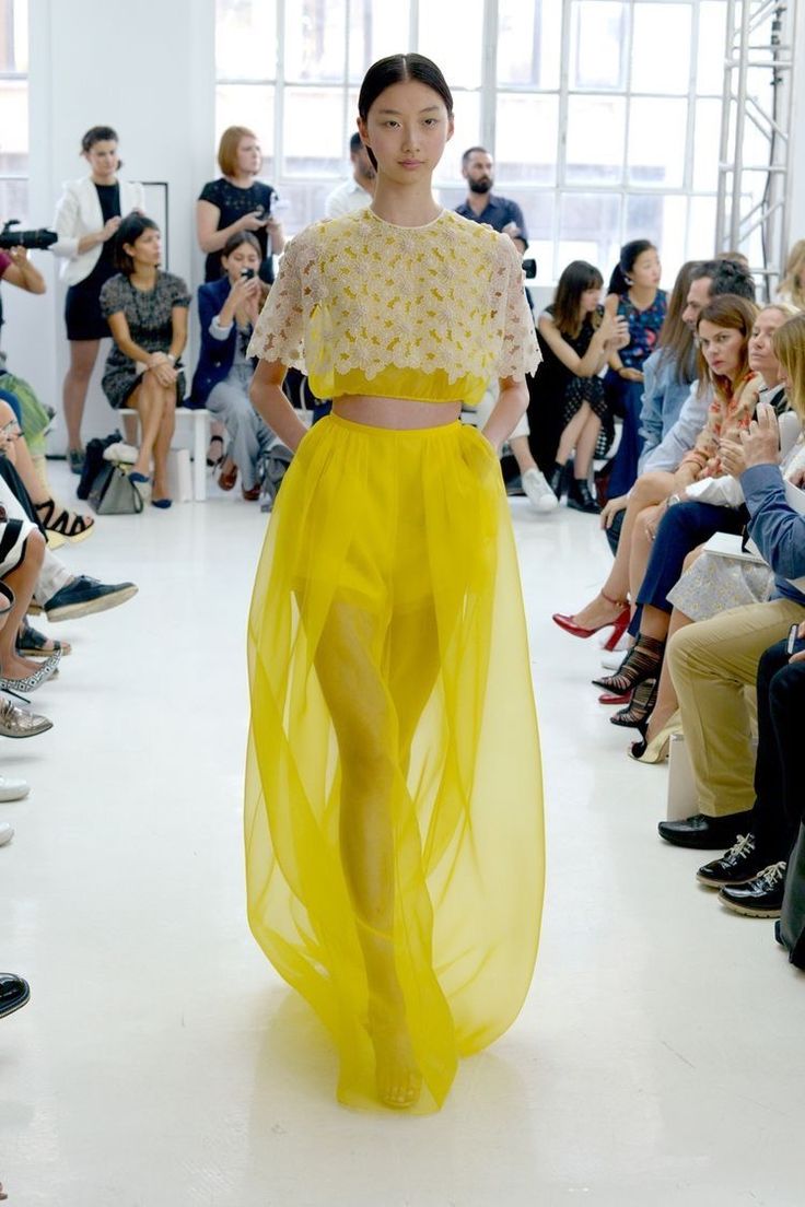 Yellow Fashion, Sheer Fabric, Cropped Top, Colorful Fashion, Couture Fashion, Capsule Wardrobe, Runway Fashion, Dress To Impress, Batik