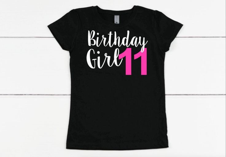 "*CURRENT PROCESSING TIME: 3-6 business days before shipment* A simple, but awesome birthday shirt for the *awesome* birthday girl! This listing includes: 1. Short Sleeve black shirt: \"Birthday Girl\" shirt ---including age ---Choose number/age from drop-down bar ATTENTION: sizes 6/6x through 14/16 are GIRL'S FIT and running small. They are slim fit and long. Size up if you're in between sizes! ADULT SIZES are UNISEX and are fitting true-to-size. They are basic unisex adult shirts. WHEN ORDERIN 9th Birthday Shirt, 7th Birthday Shirt, 6th Birthday Shirt, Kids Birthday Shirts, Retro Birthday, Girls Tie, Birthday Girl Shirt, Vintage Birthday, Girl Shirt