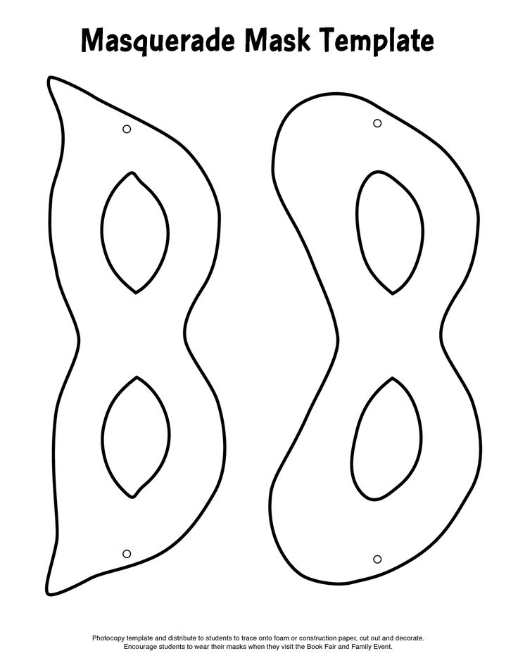 the mask template for masquerade masks is shown in black and white, with an oval