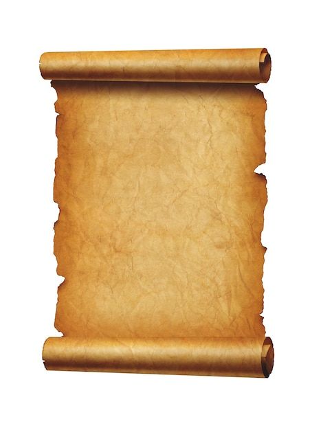 an old paper scroll on a white background