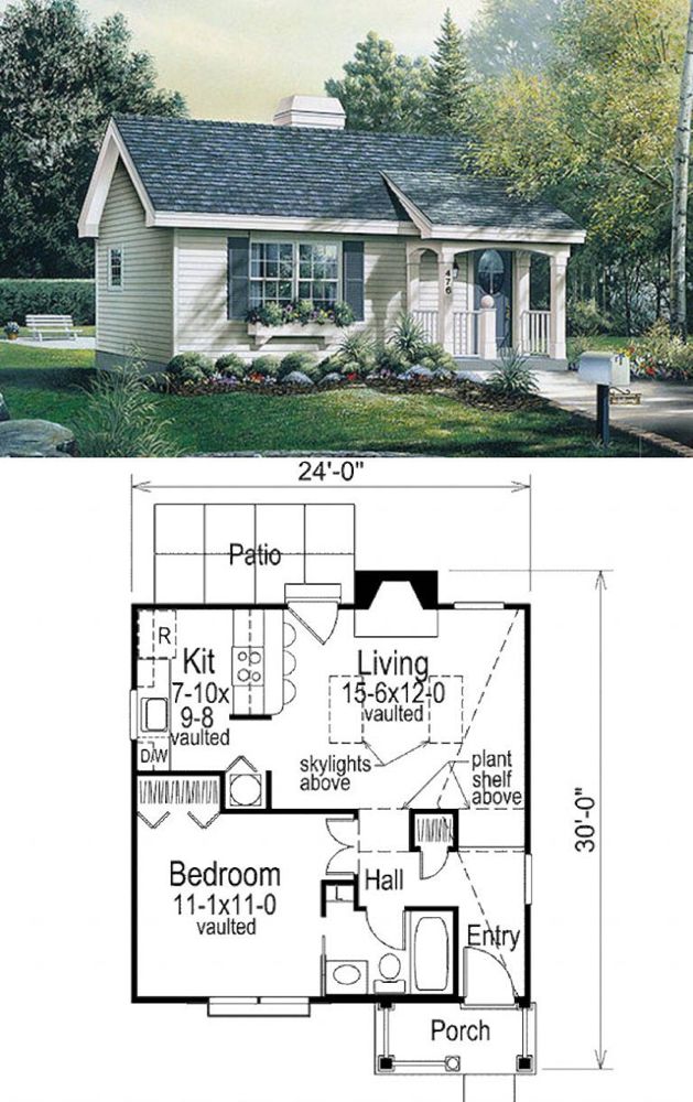 the floor plan for a small house with two bedroom and an attached porch, is shown in