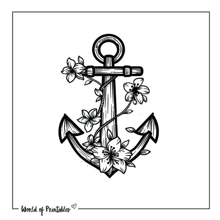 an anchor with flowers on it