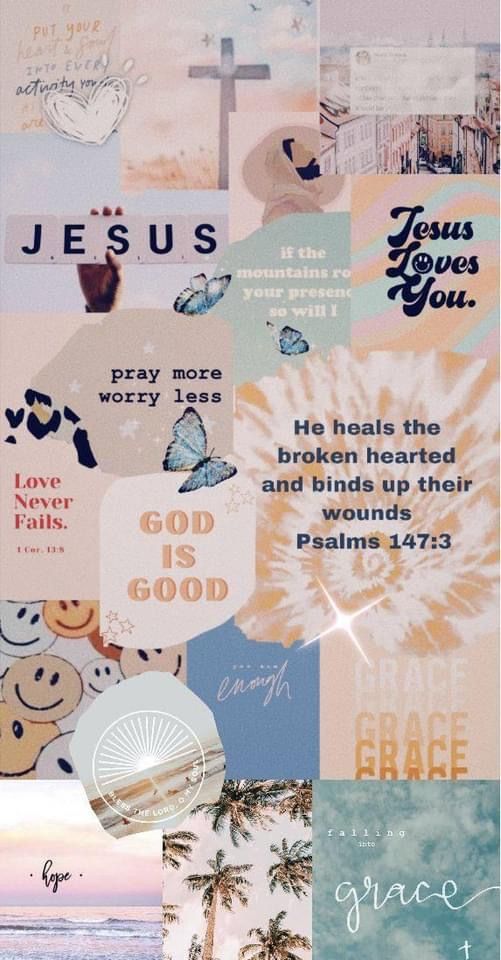 a collage of different images with the words jesus loves you and other things in them