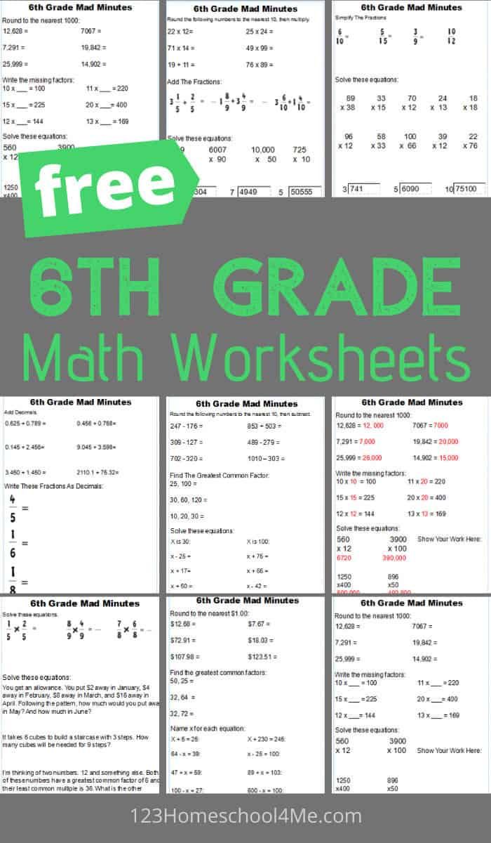 the 6th grade math worksheet is shown with text that reads free 8th grade math works