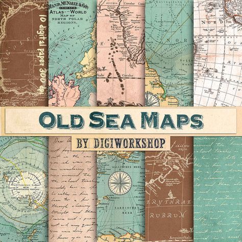 Vintage maps digital paper Old Sea Maps with | Etsy | Map crafts ...