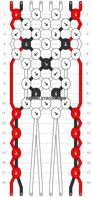 Normal pattern #157869 | BraceletBook Emo Friendship Bracelets Patterns, Emo Friendship Bracelets, Skull Bracelet Pattern, Goth Autumn, Bracelet Template, Spooky October, Scary Skeleton, String Bracelet Patterns, Spooky Fall