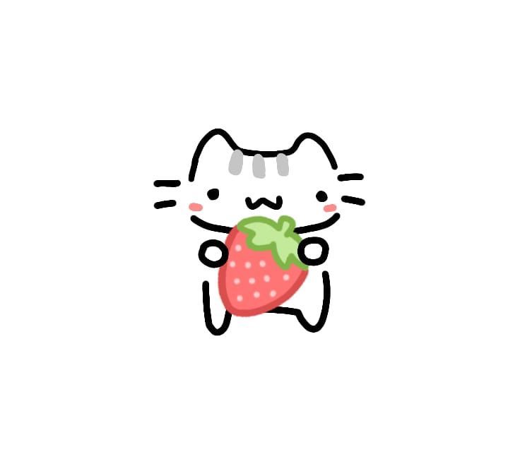 a cat holding a strawberry in its paws