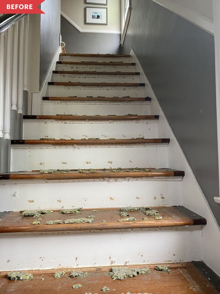 the carpet on the stairs has been removed