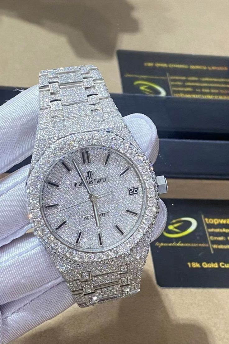 Icy Watches Women, Iced Out Jewelry Women, Ice Watches For Men, Iced Out Watch Aesthetic, Luxury Accessories Woman Jewelry, Vvs Diamond Watch, Ap Watch Diamond, Rolex Diamond Watches For Men, Diamond Rolex Women