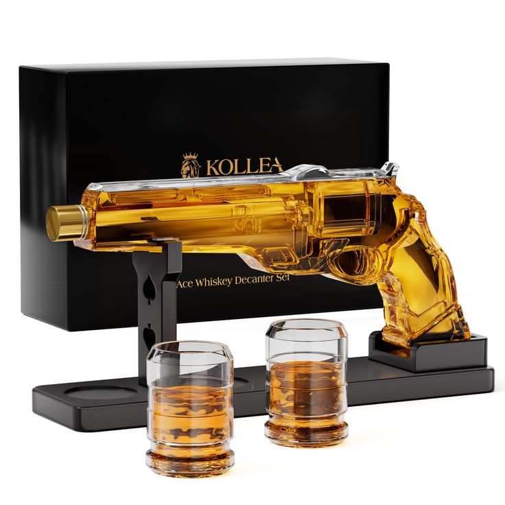 PRICES MAY VARY. Enhance The Flavor: The material, which is made of lead-free glass, is designed to preserve, and improve the flavor and mouthfeel of your alcoholic drinks, such as whisky, rum, bourbon, vodka, and tequila. To impart a substantial quality and provide a smoother sipping experience, this gun whiskey decanter is the ideal status-defining, worthwhile investment for whisky aficionados. Extraordinary Gift Choice: Are you still struggling to search for an impressive gift for your specia Liquor Decanter Set, Glasses Unique, Whisky Decanter, Whiskey Decanter Set, Baskets For Men, Liquor Decanter, Drinking Party, Alcohol Gifts, Whiskey Decanter