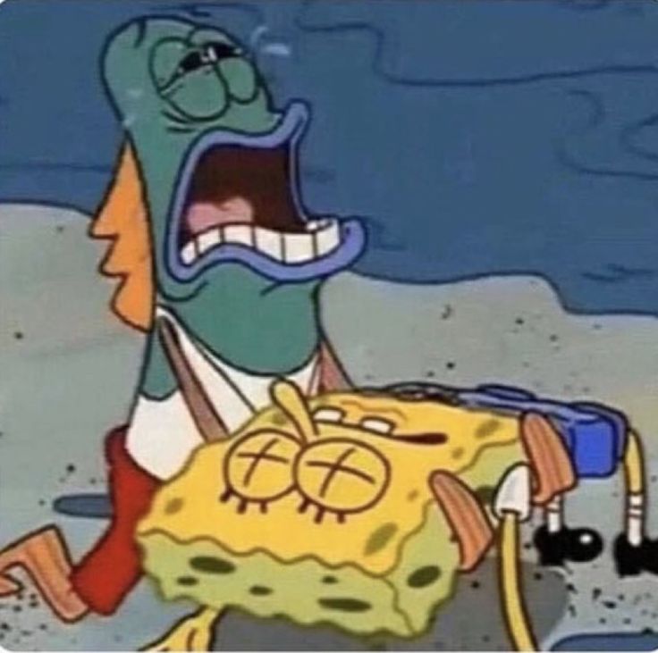 an image of spongebob with his mouth open and the caption that says, when