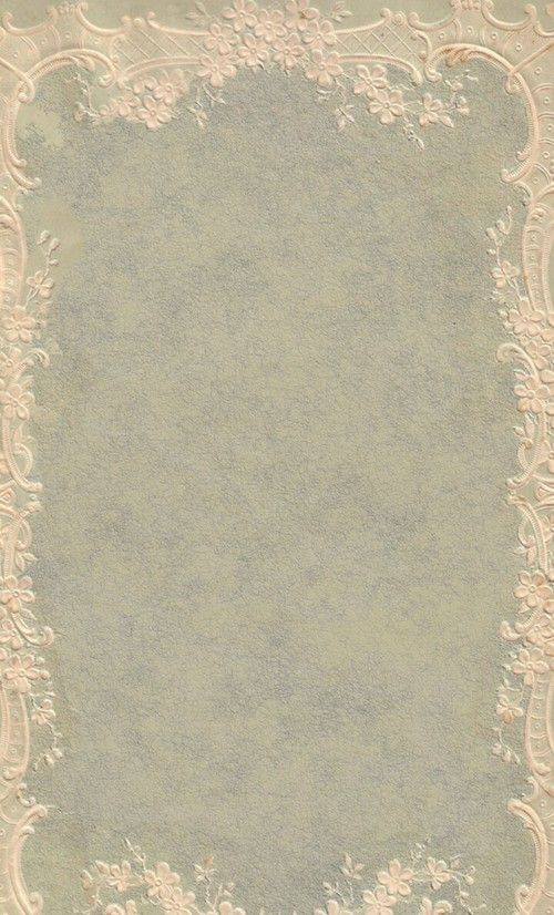 an old, faded paper with white trimmings and floral designs on the edges