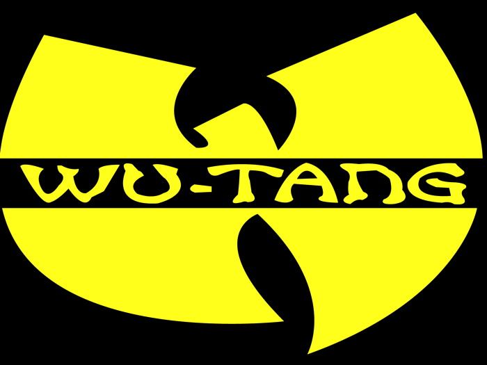 the wu - tang logo is shown in black and yellow