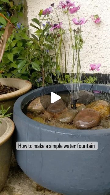 a planter filled with lots of water and rocks