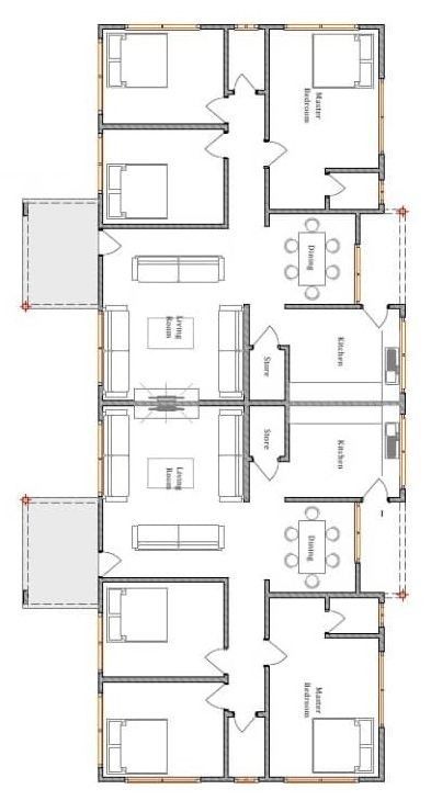 the floor plan for an office building with two separate rooms and one living room on each side