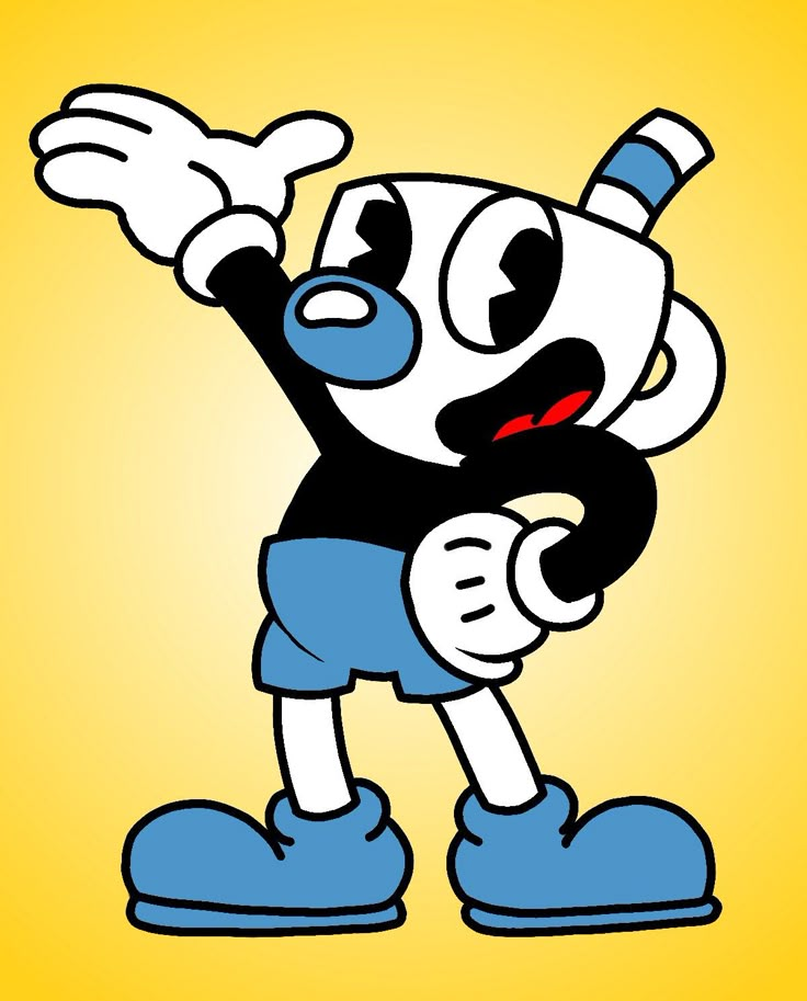 an image of a cartoon character that is holding something in one hand and pointing to the side