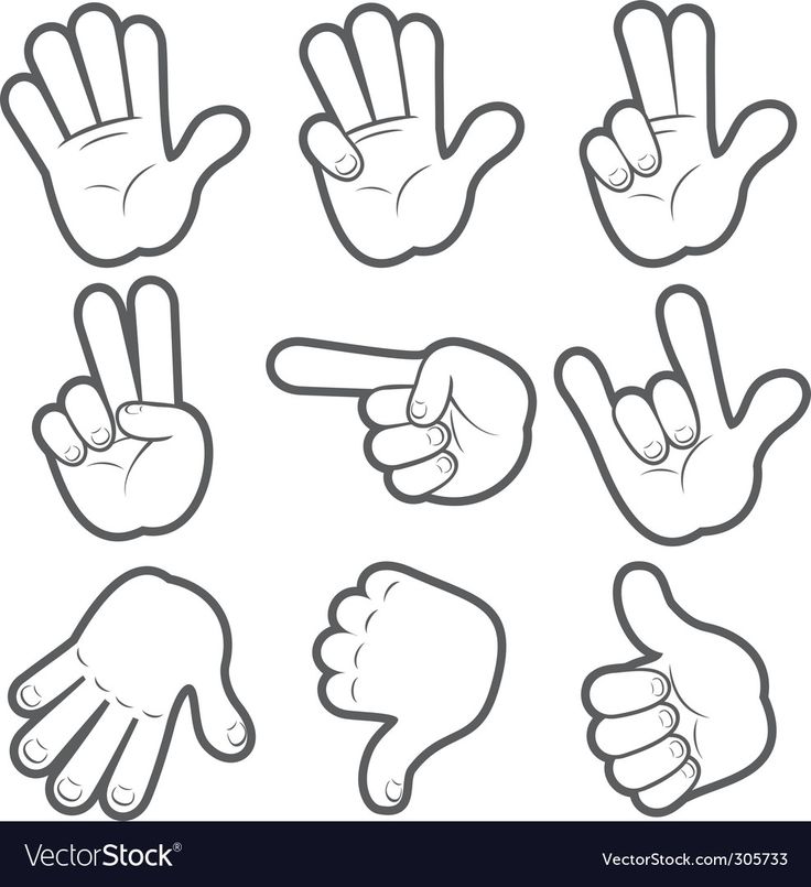 hand gestures and fingers drawn in black on a white background