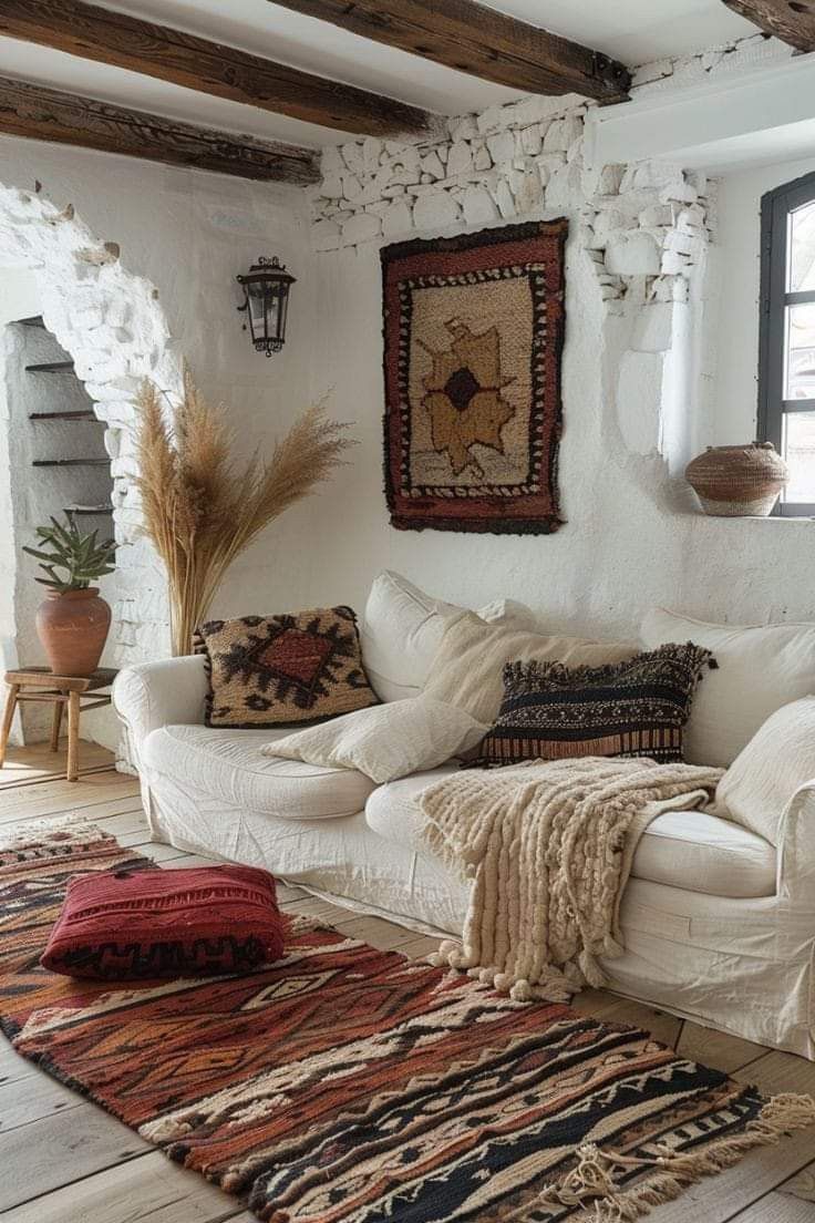 a living room filled with furniture and rugs