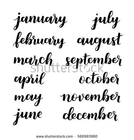 months of the year handwritten calligraphy font