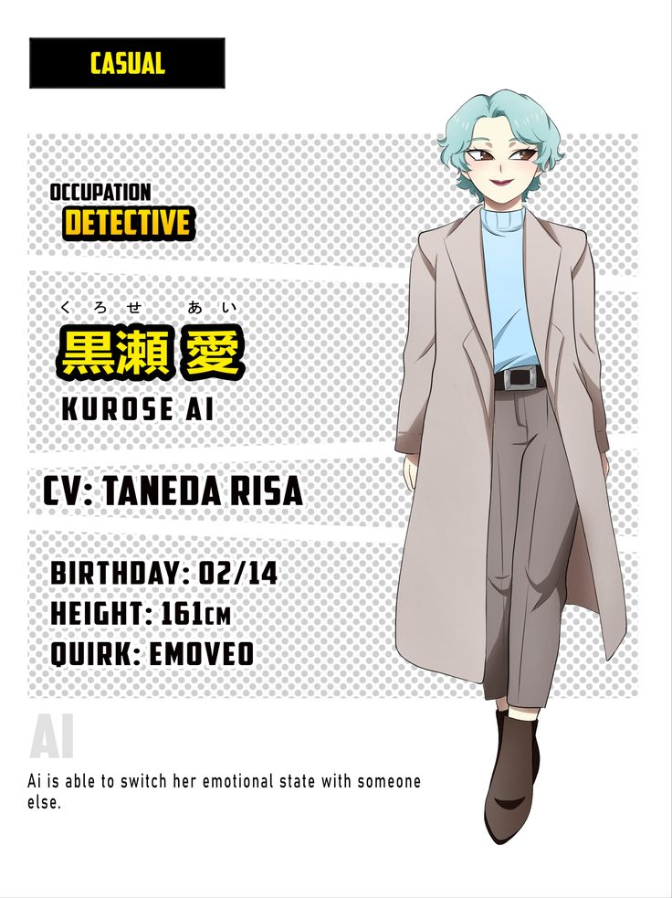 an anime character with blue hair wearing a trench coat and pants, standing in front of a