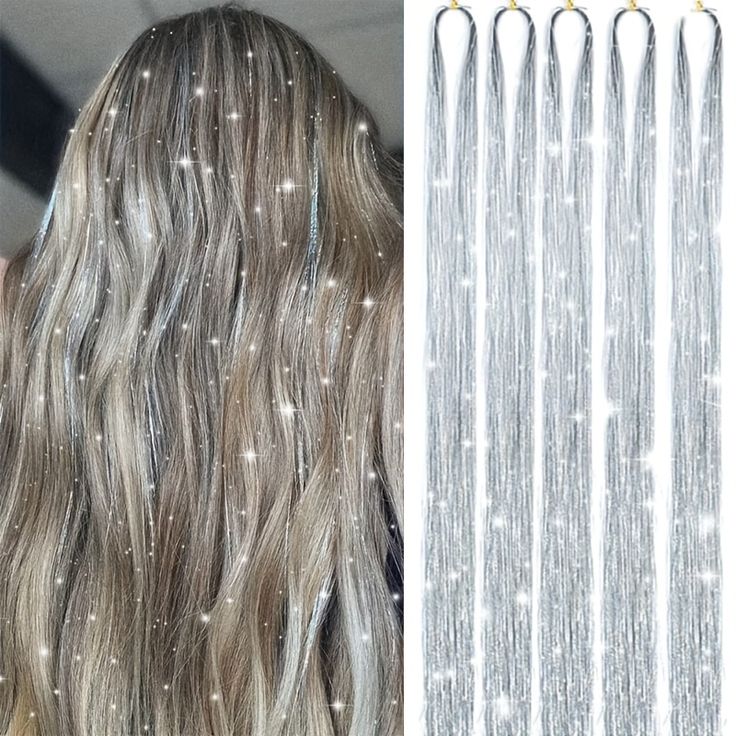 Faster shipping. Better service Tinsel Hair Extensions, Tinsel Hair, Jumbo Braiding Hair, Glitter Png, Mode Kylie Jenner, Hair Tinsel, Fairy Hair, Hair Streaks, Braid In Hair Extensions