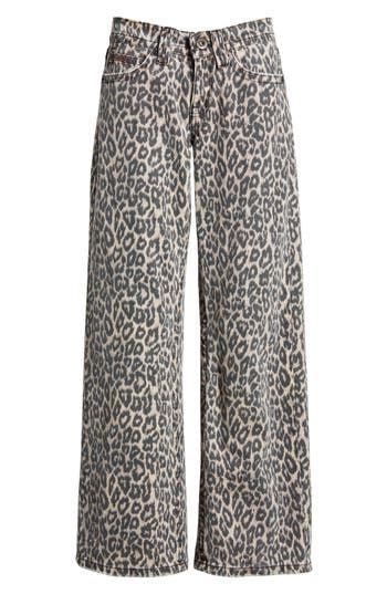 Fall for the wide-leg silhouette of these rigid jeans covered in irresistible leopard spots. Exclusive retailer Zip fly with button closure Five-pocket style 100% cotton Machine wash, line dry Made in Turkey Cotton Wide Leg Leopard Print Pants, Wide Leg Cotton Bottoms In Leopard Print, Trendy Cotton Leopard Print Pants, Leopard Print Wide Leg Bottoms With Relaxed Fit, Casual Leopard Print Jeans For Fall, Straight Leg Cotton Pants In Leopard Print, Cheetah Pants, Gymwear Outfits, Leopard Jeans