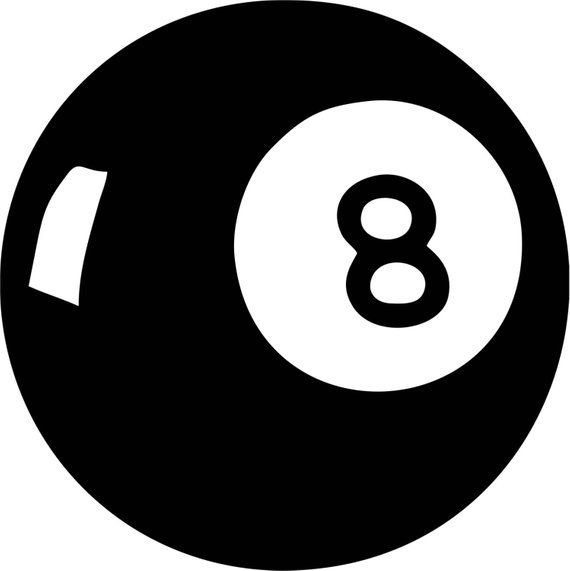 a black and white image of a pool ball with the number eight in it's center