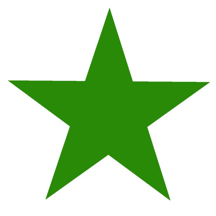 a green star on a white background