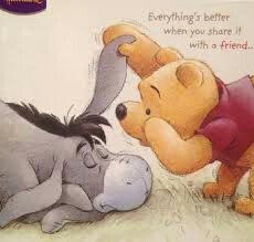 winnie the pooh and piglet hugging each other