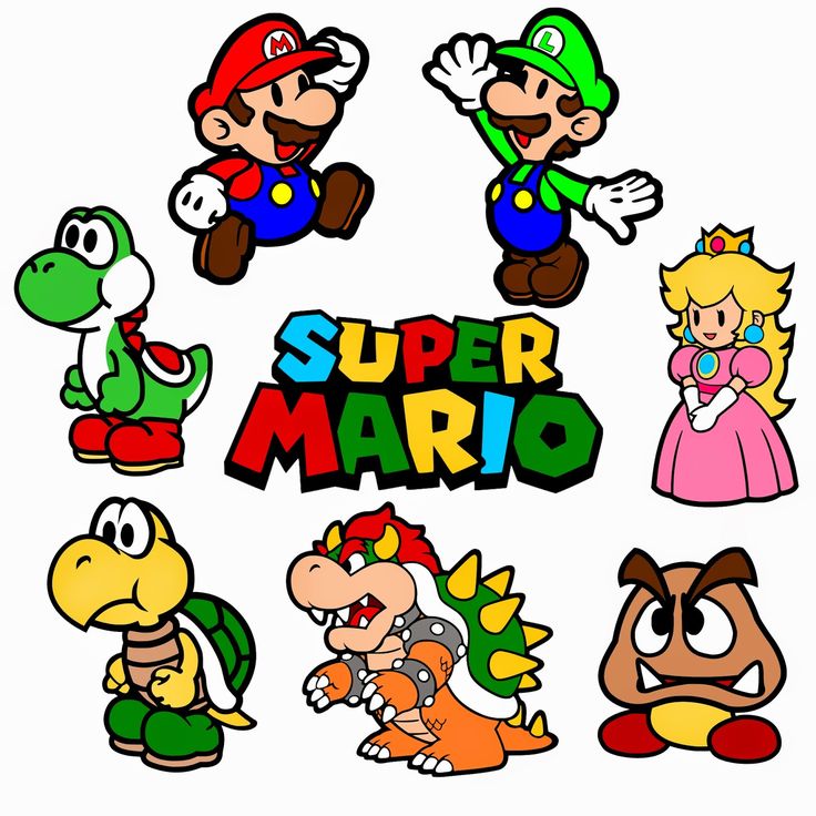 the super mario bros characters are all in different poses